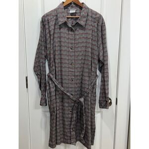 Columbia Sportswear Company Plaid Button Down Shirt Dress Womens XXL Long Sleeve